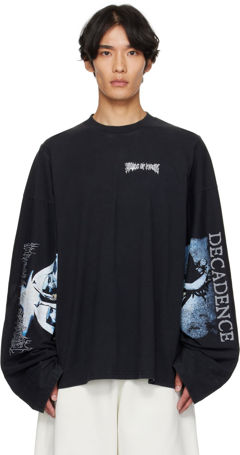 Tričko VETEMENTS Vetements Cradle of Filth 'Decadence' Cut-Up Longsleeve T-Shirt Čierna | UCF76LS980B