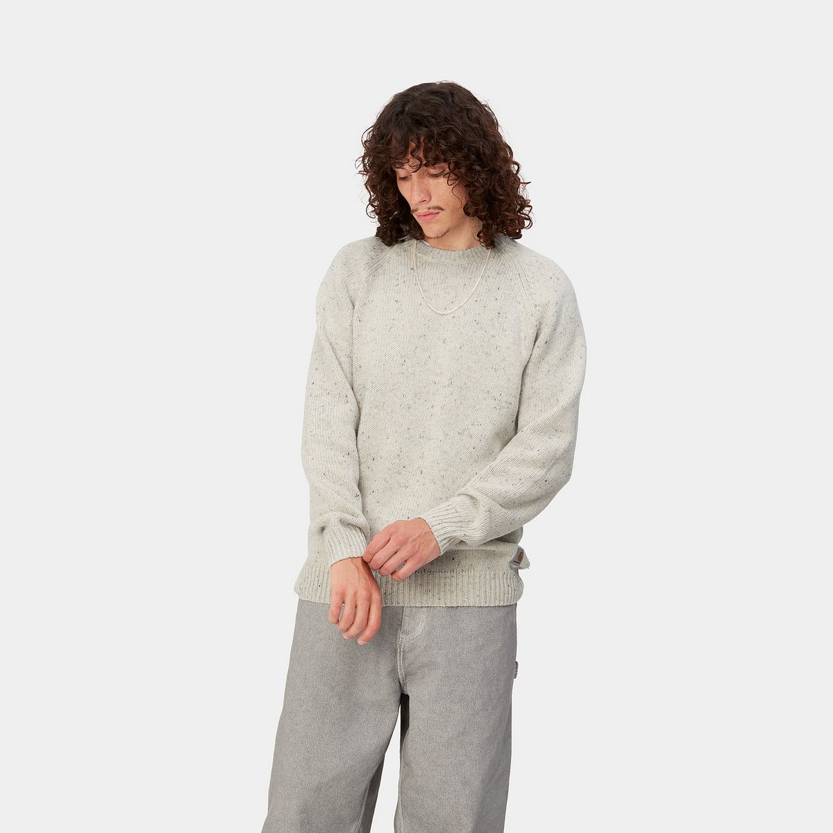 Mikina Carhartt WIP Anglistic Sweater "Speckled Salt" Šedá | I010977_1T7_XX, 1