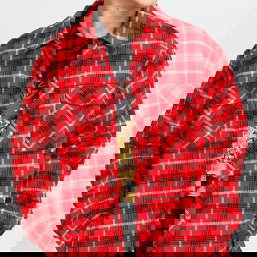 Bunda Urban Classics Plaid Quilted Shirt Jacket Červená | TB3829 red, 2