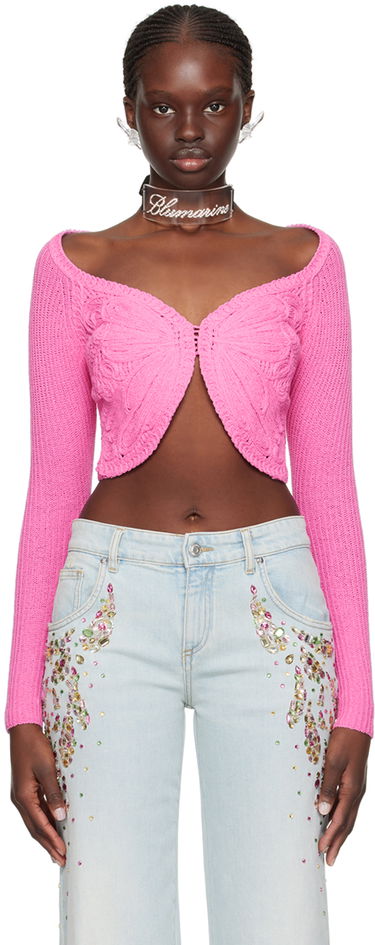 Crop Top Blumarine Embroidered Cropped Cardigan Ružová | P422M450A, 0