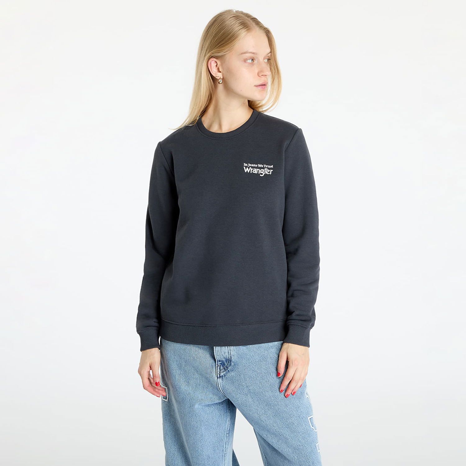Mikina Wrangler Regular Sweat Faded Black Čierna | 112356510, 0