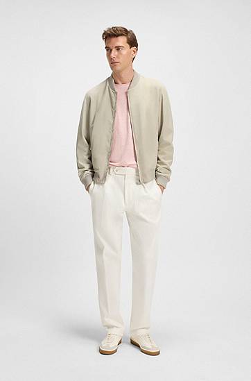 Bomber bunda BOSS BECKHAM x BOSS Suede Bomber Jacket Béžová | 50549074, 1