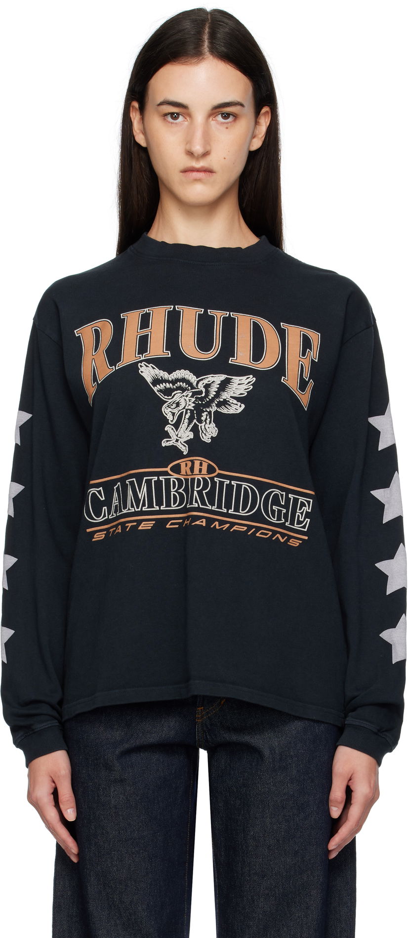 Tričko Rhude Rhude 'Cambridge State Champs' Long Sleeve T-Shirt Čierna | RHPF25TT15012
