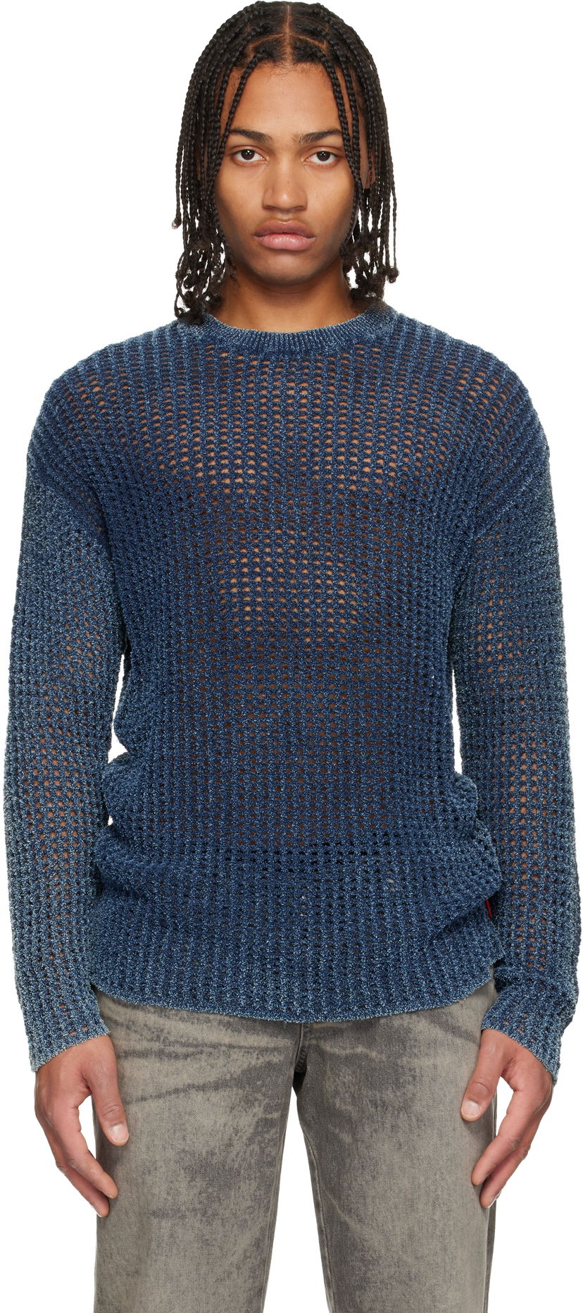 Sveter Diesel K-Redros Sheer Knit Crewneck Sweater Modrá | A19202-0CBDP-8AT