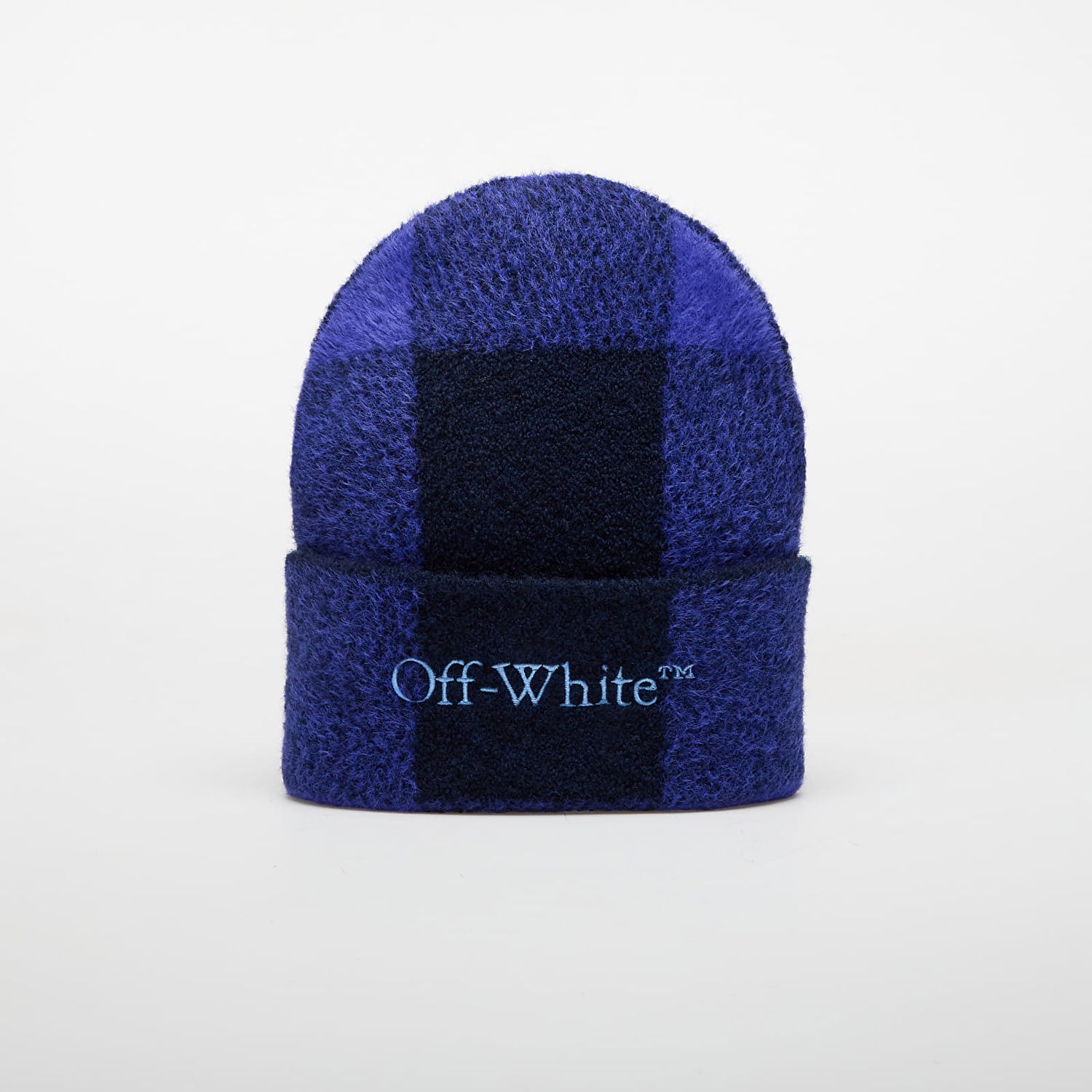 Kulicha Off-White Off-White Bookish Check Lo Beanie Modrá | OWLC01BF25KNI0034740, 0