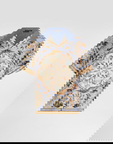 Košeľa Dolce & Gabbana Silk And Cotton Seashell Print Denim Collar Short Sleeve Shirt Rôznofarebný | G5JH9DG8NE3S9001, 0