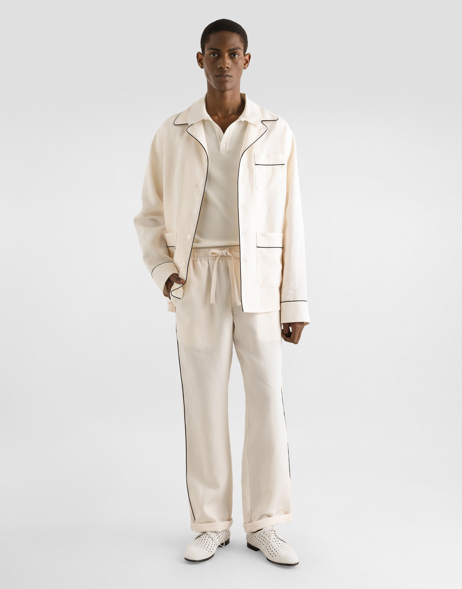 Pyžamo Dolce & Gabbana Dolce & Gabbana Linen Pajama Pants Biela | GVRMATFU4MCW0001, 1