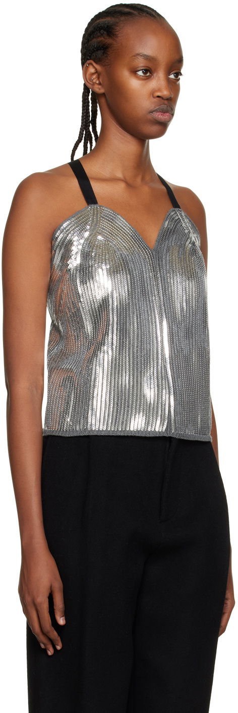 Podprsenka We11done We11done Sequin Camisole Top Šedá | WD-KT3-22-656-W-SV, 1