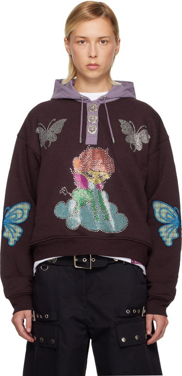 Mikina Chopova Lowena Chopova Lowena Quimby Rhinestone Butterfly Hoodie Hnedá | 5265, 0