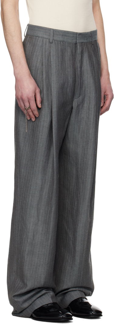 Nohavice Dries Van Noten Dries Van Noten Linen Straight-Leg Trousers Šedá | 251-020914-1307, 1