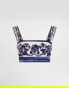 Dolce & Gabbana Majolica-Print Poplin Crop Top