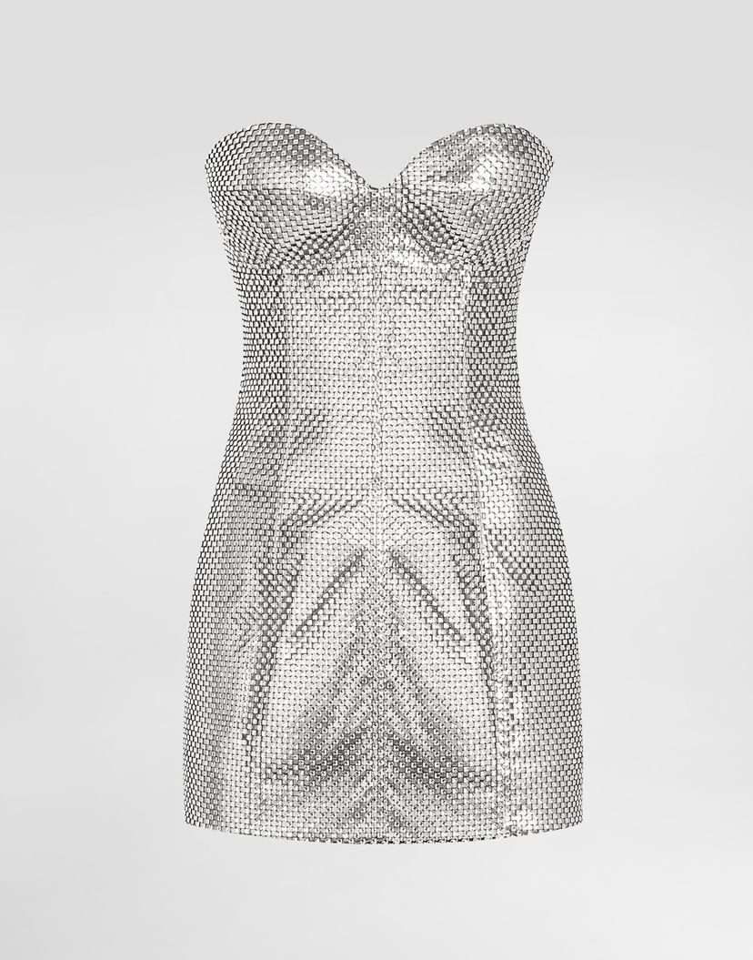 Šaty Dolce & Gabbana Dolce & Gabbana Strapless Mini Dress Metalická | F60EQTGDDHGS0998
