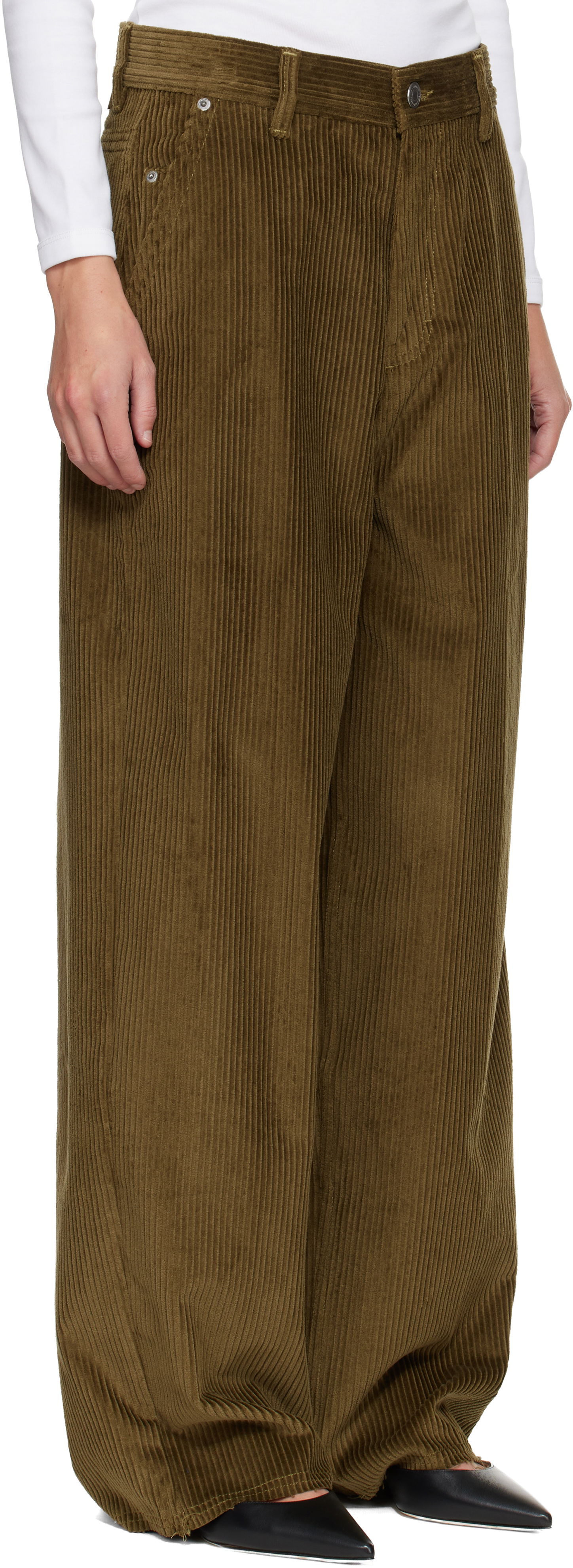 Nohavice AMI Cotton Large Fit Trousers Hnedá | H25FTR831.CO0131, 1