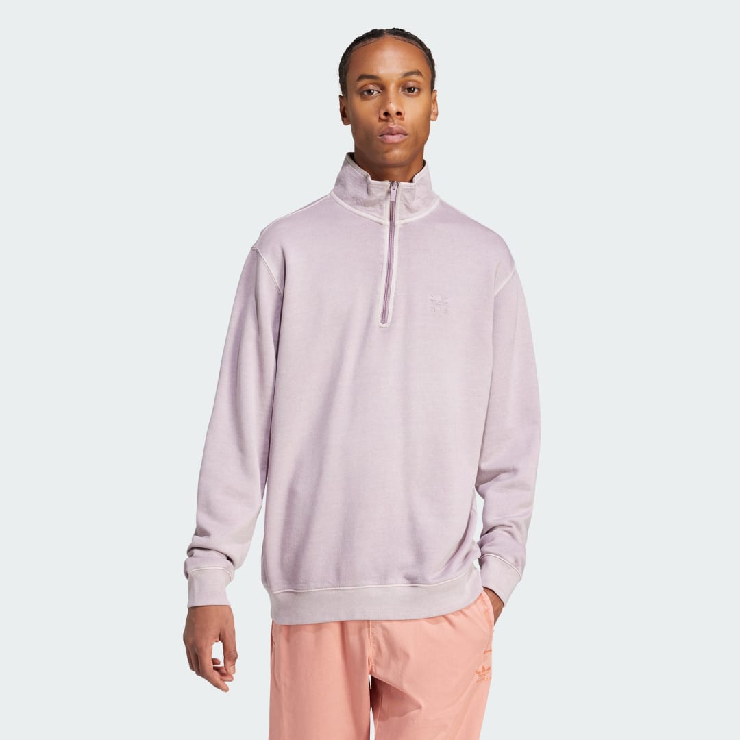 Mikina adidas Originals Trefoil Essentials+ Dye Half Zip Crew Ružová | IS1745, 1
