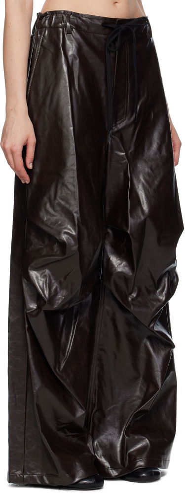 Nohavice Maison Margiela MM6 Maison Margiela Draped Faux-Leather Trousers Hnedá | S52KA0510 M35465, 4