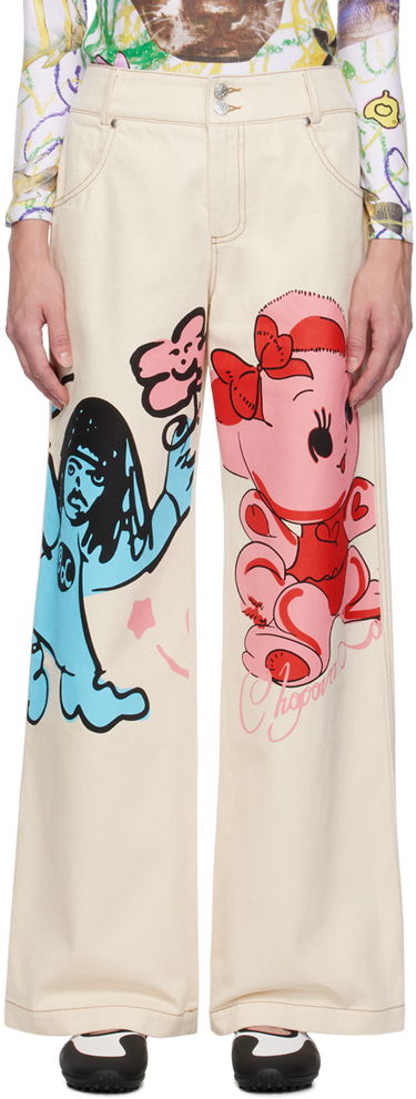 Džínsy Chopova Lowena Graphic Print Wide-Leg Jeans Béžová | 4062, 0