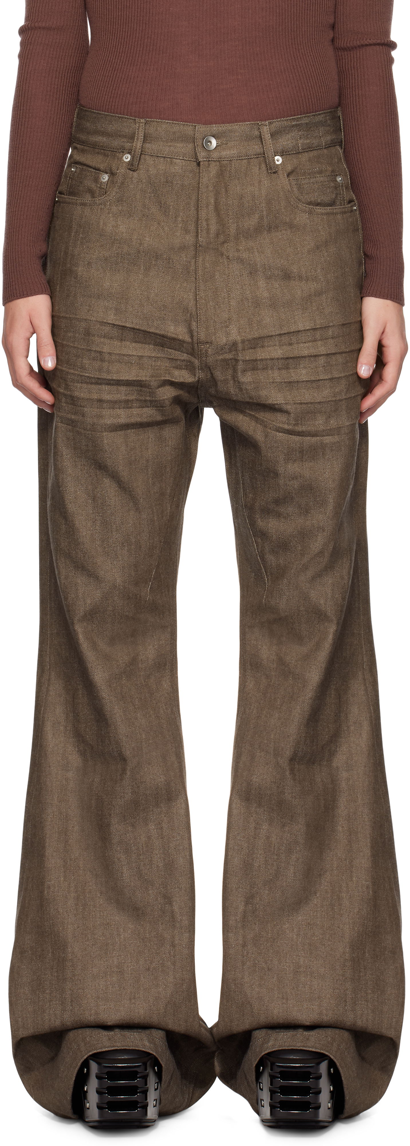 Džínsy Rick Owens Bootcut Jeans Šedá | DU02D2365 DKRAW, 0