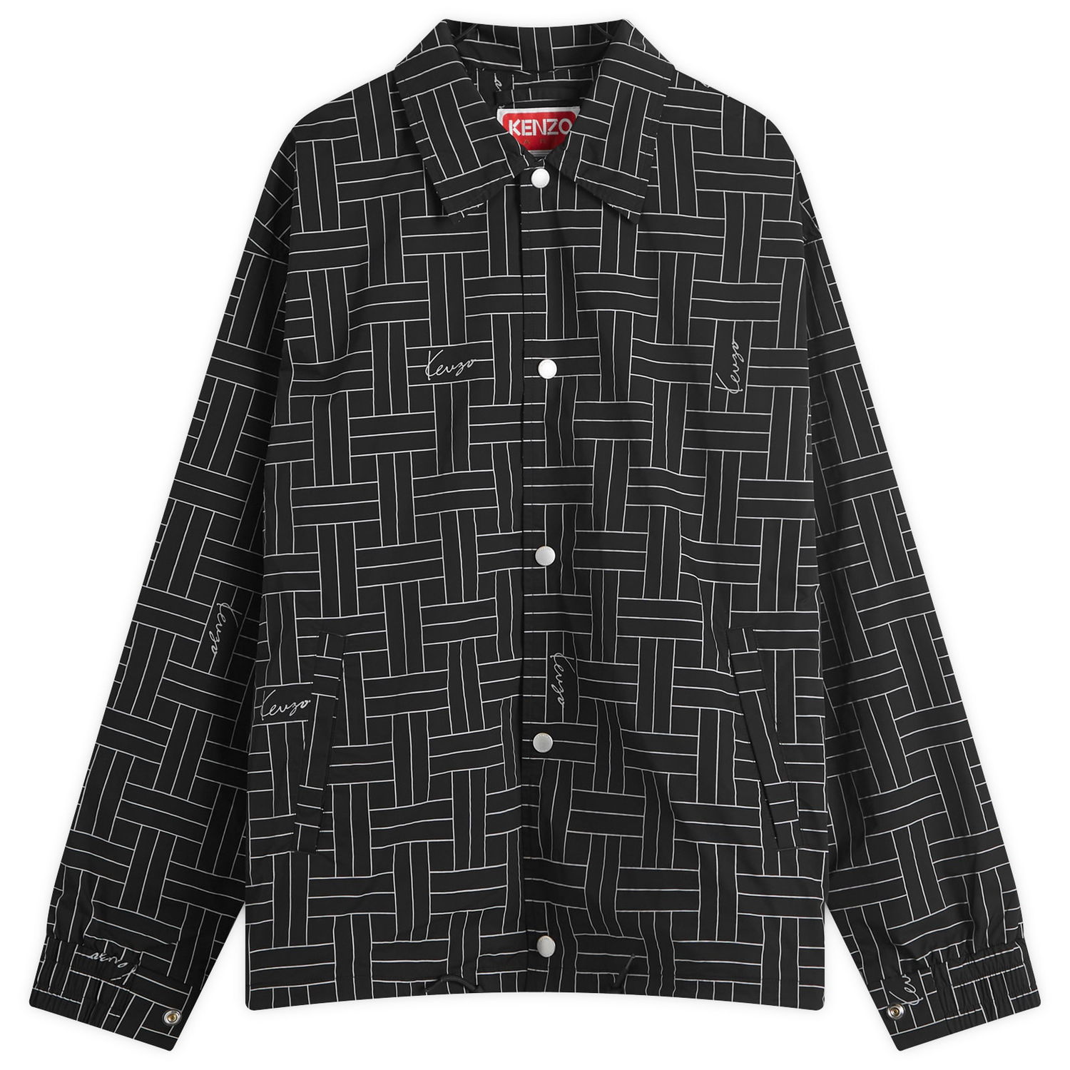 Bunda KENZO Men's Weave Print Windbreaker Jacket in Black, Size Small | END. Clothing Čierna | FE65BL1639NJ-99, 0