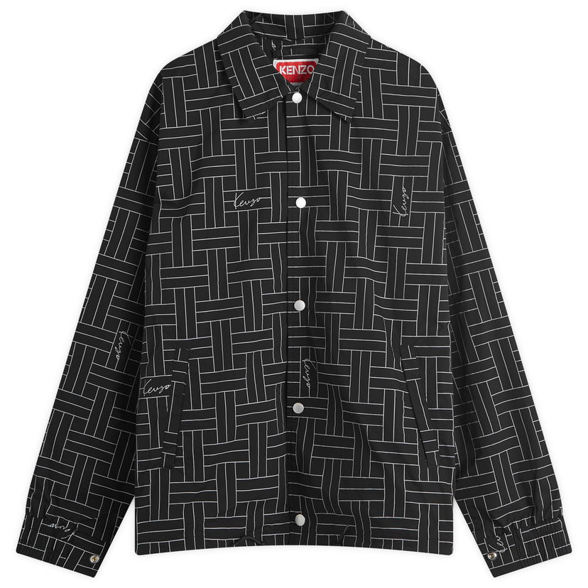 Bunda KENZO Men's Weave Print Windbreaker Jacket in Black, Size Small | END. Clothing Čierna | FE65BL1639NJ-99