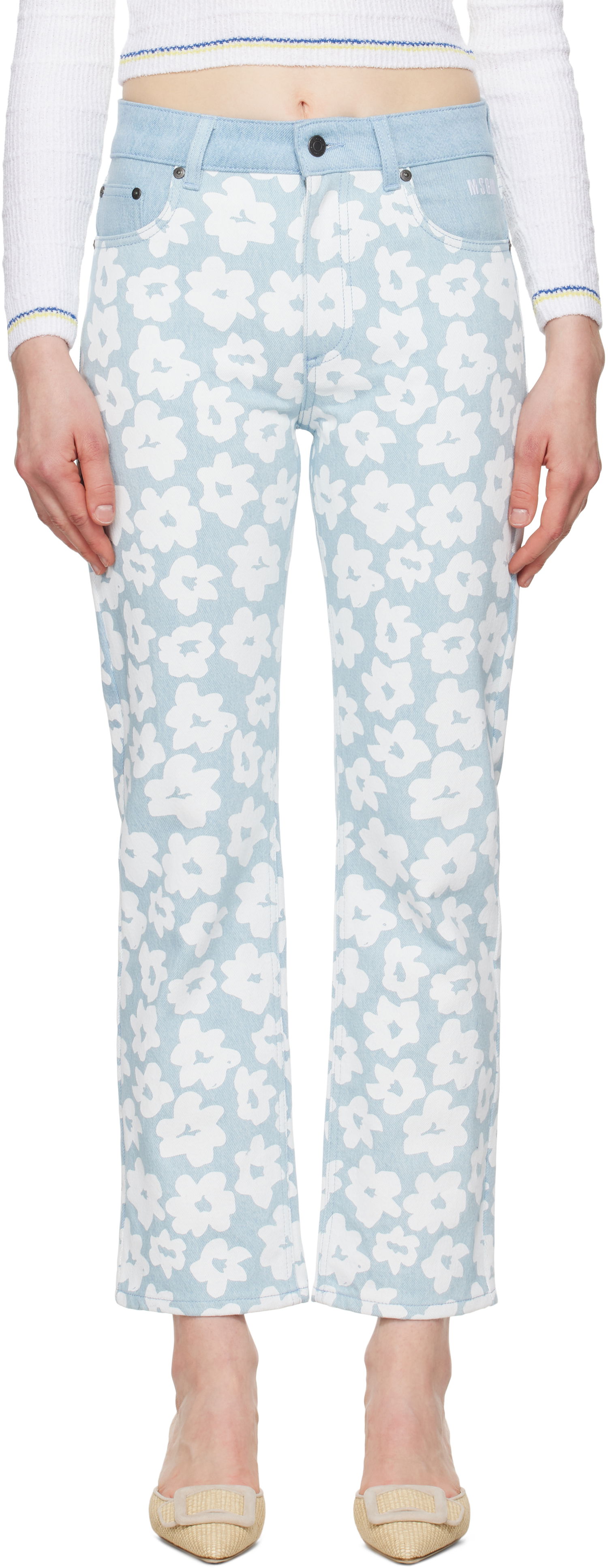 Džínsy MSGM MSGM Printed Jeans Modrá | 3841MDP232 257272, 0