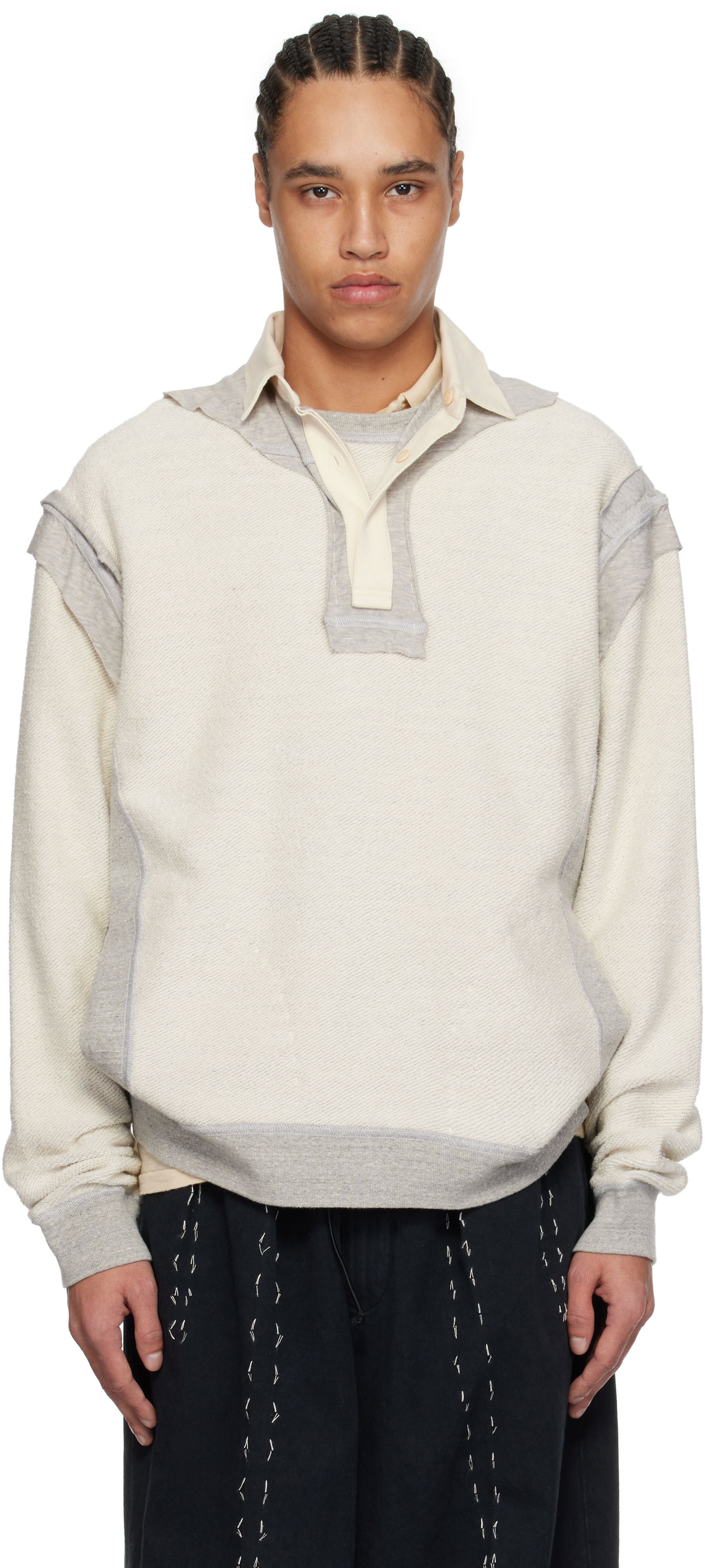 Sveter Maison Margiela Maison Margiela Décortiqué Polo Sweatshirt Béžová | S50GU0227 M25022, 0