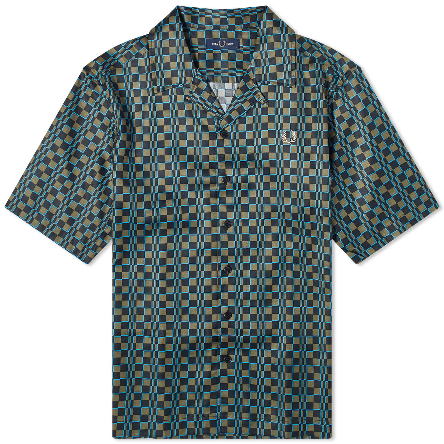 Košeľa Fred Perry Glitch Chequerboard Vacation Shirt Zelené | M6594-Q55, 0