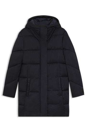 Prešívaná bunda BOSS Water-repellent Hooded Quilted Puffer Jacket with Piping Čierna | 50546834