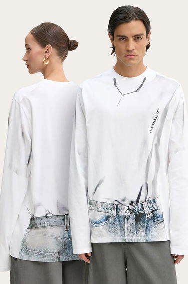 Tričko Y/PROJECT Trompe L'oeil Long Sleeve Graphic T-Shirt Biela | 204TS021, 0