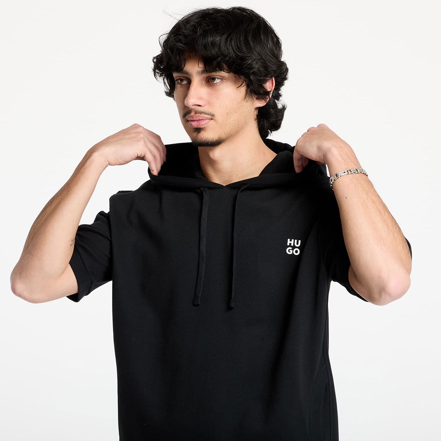 Mikina BOSS Hugo Boss Devon Short Sleeve Hooded T-Shirt Čierna | 50540164-001, 1