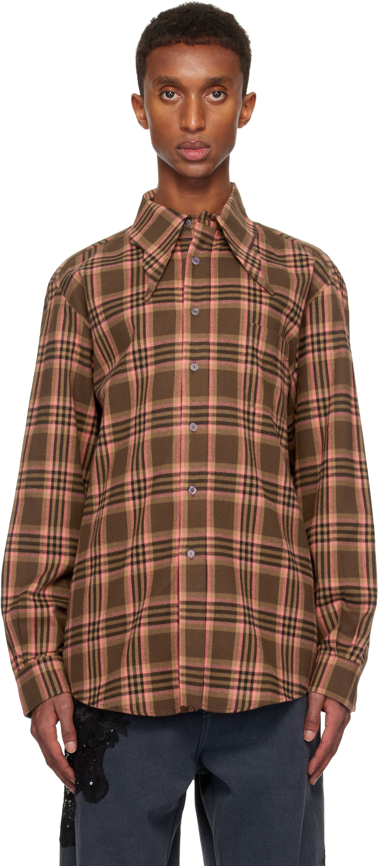 Košeľa Collina Strada Collina Strada Plaid Button Shirt Hnedá | XX3063, 0