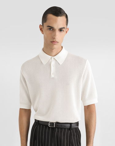 Polo tričko Dolce & Gabbana Dolce & Gabbana Short-Sleeved Knit Polo Shirt Biela | GXZ15TJBCFOW0111, 3