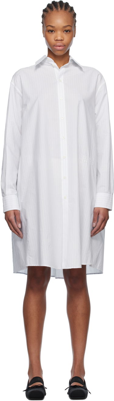 Šaty Maison Margiela MM6 Maison Margiela Spliced Striped Cotton Poplin Midi Shirt Dress Biela | S52DD0059 M35252, 0