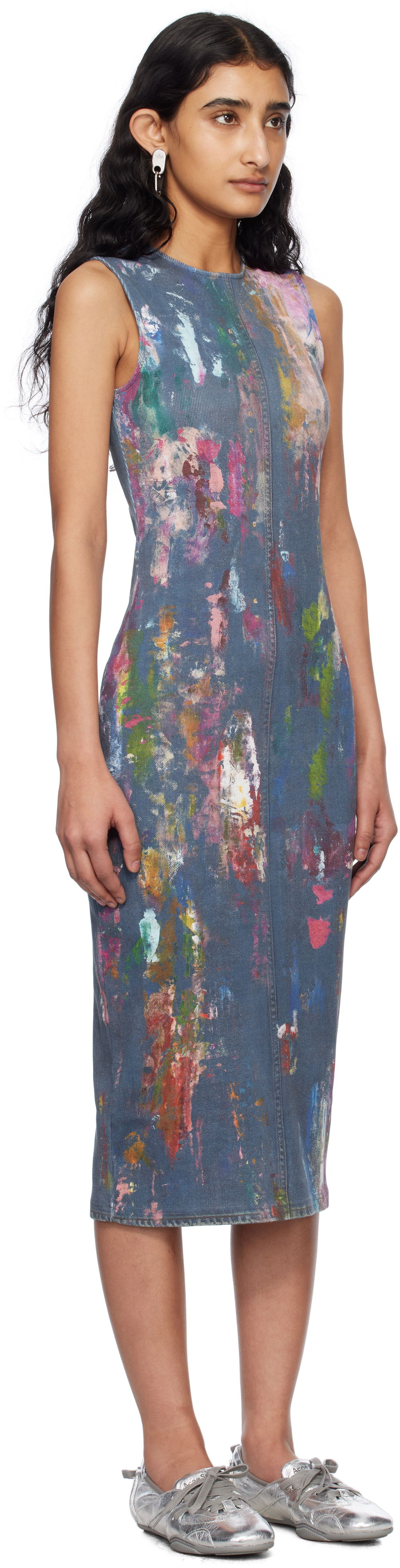 Šaty Acne Studios Acne Studios Paint Splatter Midi Dress Modrá | A20788-, 1