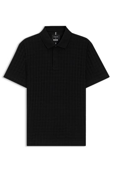 Polo tričko BOSS Porsche x BOSS Houndstooth-Jacquard Mercerized Cotton Polo Shirt Čierna | 50543666