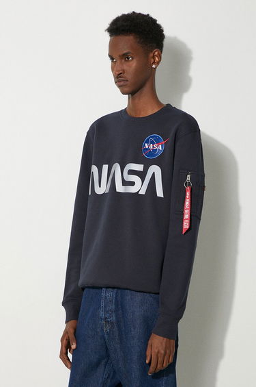 Mikina Alpha Industries NASA Reflective Crew Sweat Navy | 178309-07, 3