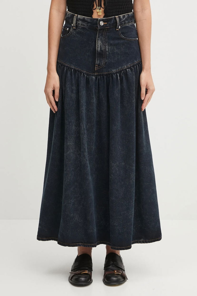 Sukňa GANNI GANNI A-Line Maxi Denim Skirt Modrá | J1759