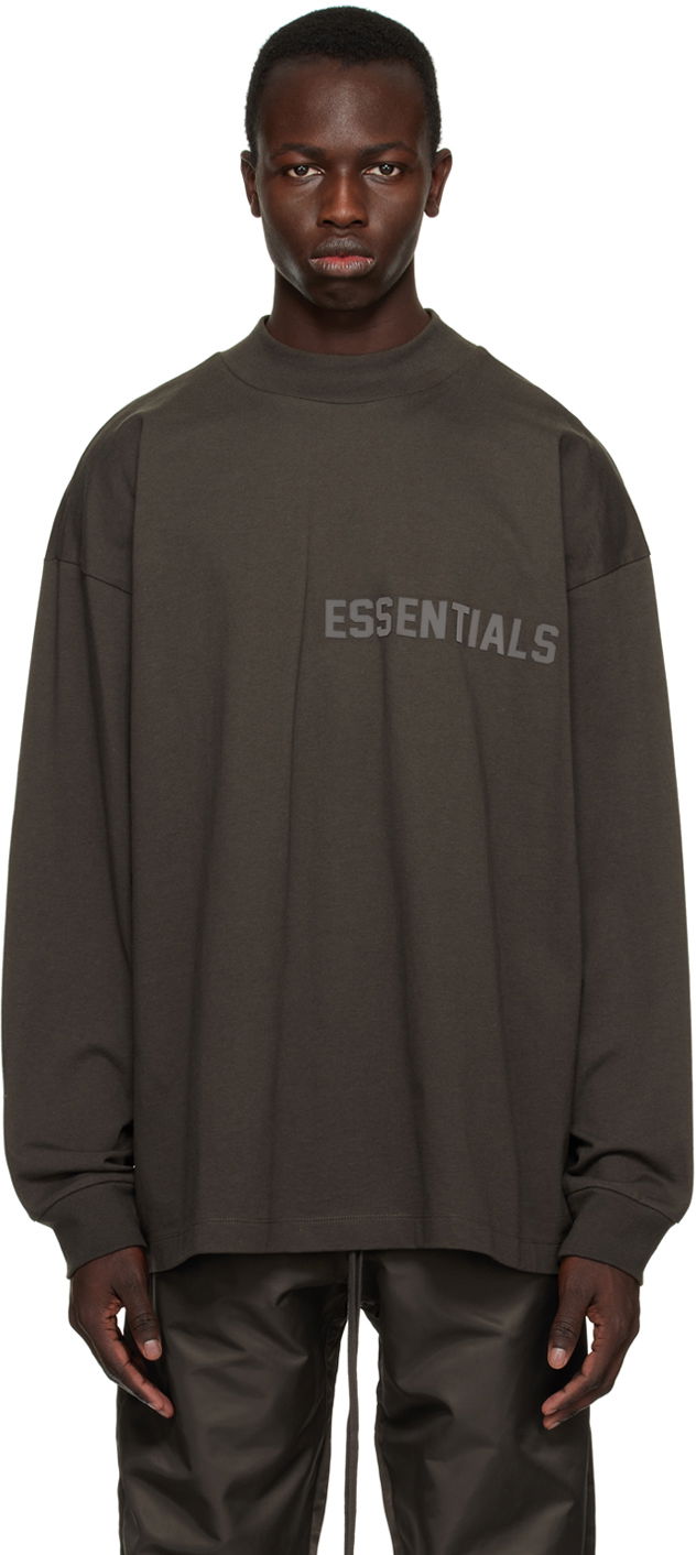 Tričko Fear of God Fear of God ESSENTIALS Crewneck Long Sleeve T-Shirt Hnedá | 125BT222010F, 0