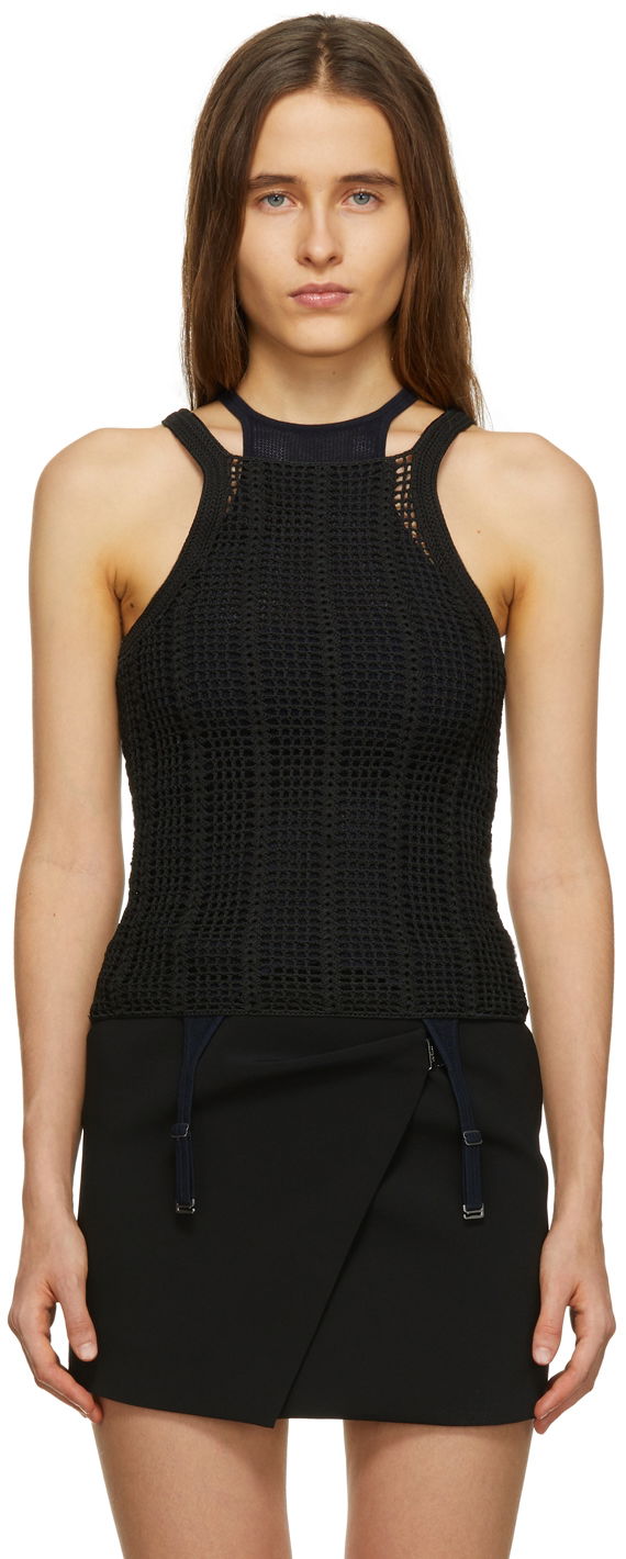 Tielko Dion Lee Dion Lee Open Crochet Tank Top Čierna | C7042R22, 0