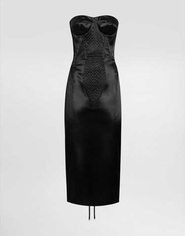 Šaty Dolce & Gabbana Dolce & Gabbana Strapless Satin Corset Dress Čierna | F6TUUTFURADN0000, 0