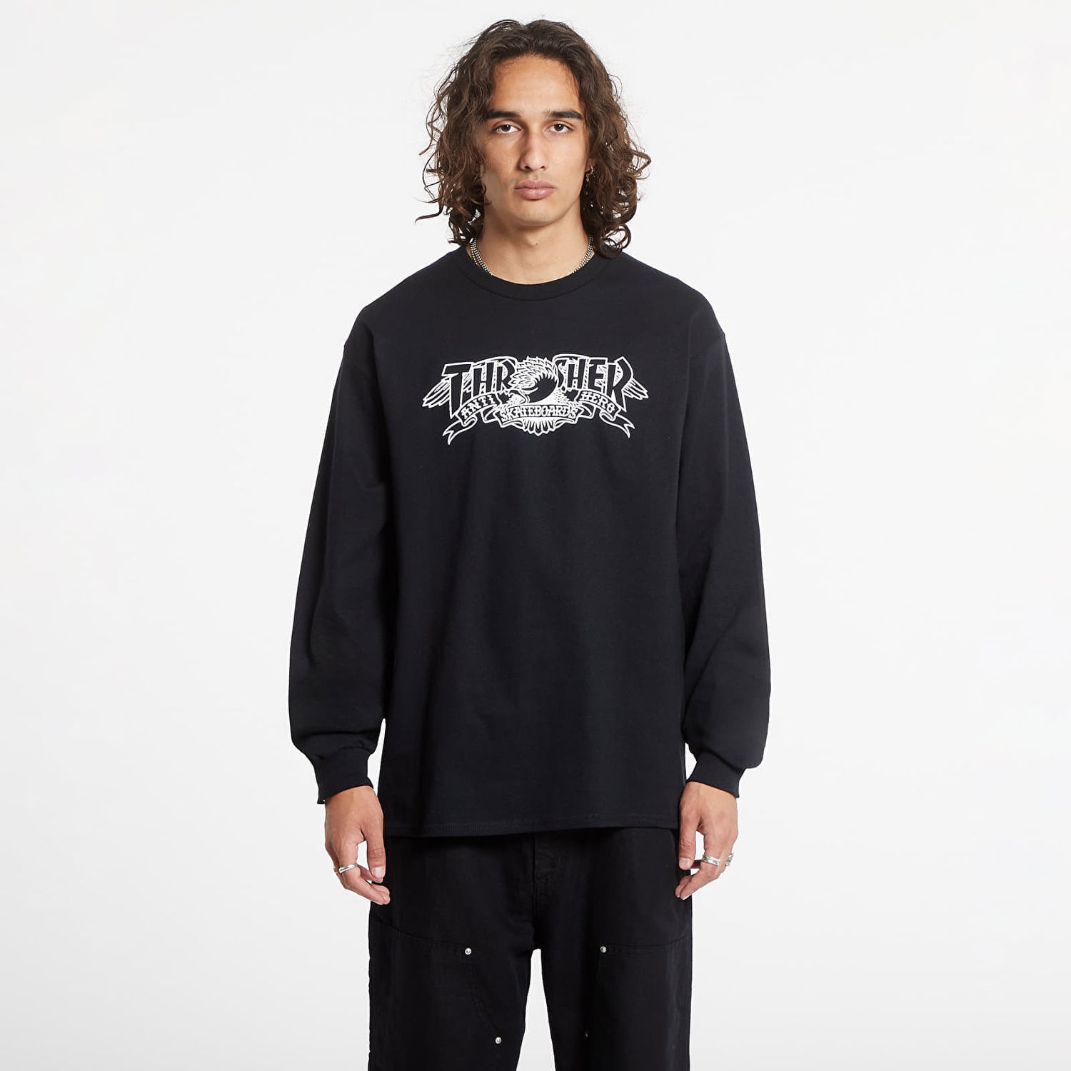 Tričko Thrasher T-shirt Mag Banner Long Sleeve Black Čierna | 145518 Black, 0