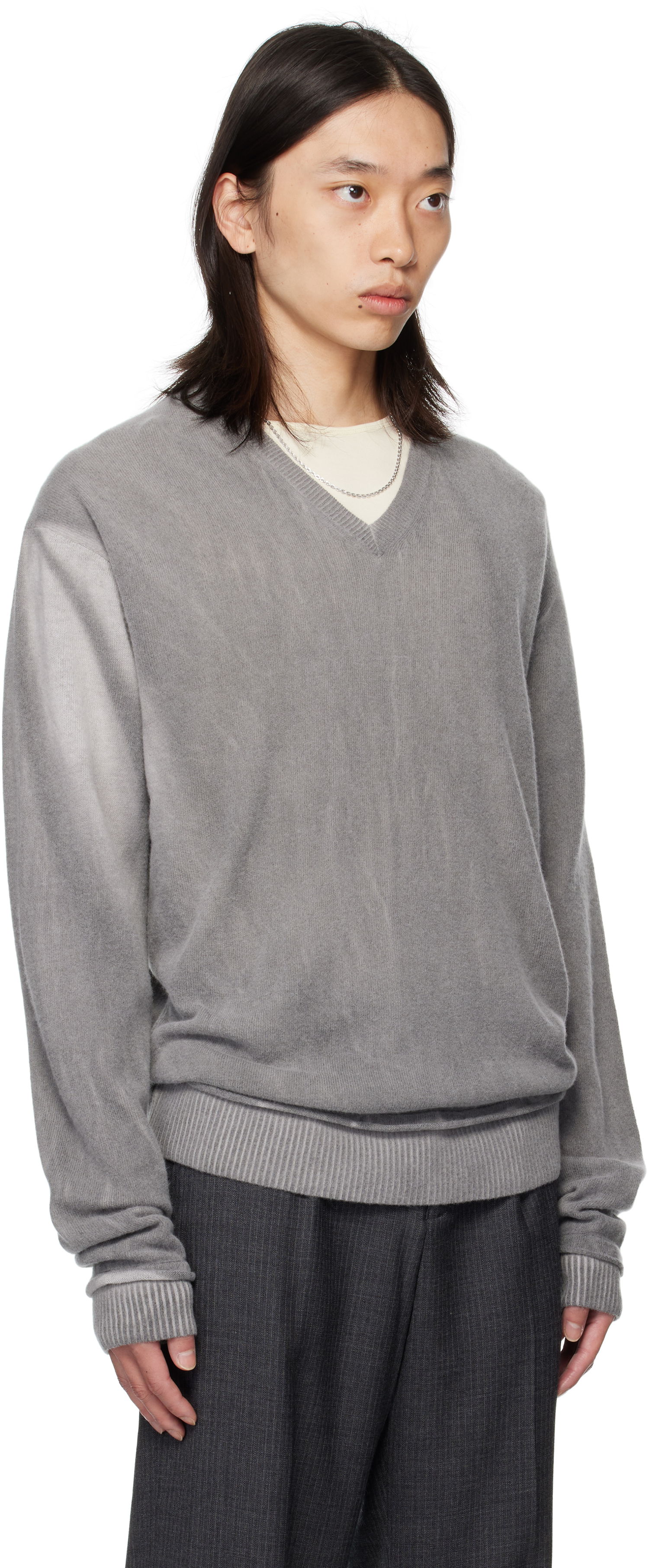 Sveter OUR LEGACY Our Legacy Parallel V-Neck Sweater Šedá | M4253PGS, 1