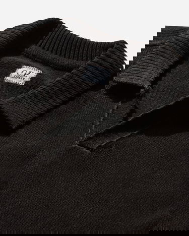 Sveter C.P. Company Chenille Cotton Polo Lens Sweater Čierna | 20CMKN118A-005687G 999, 4