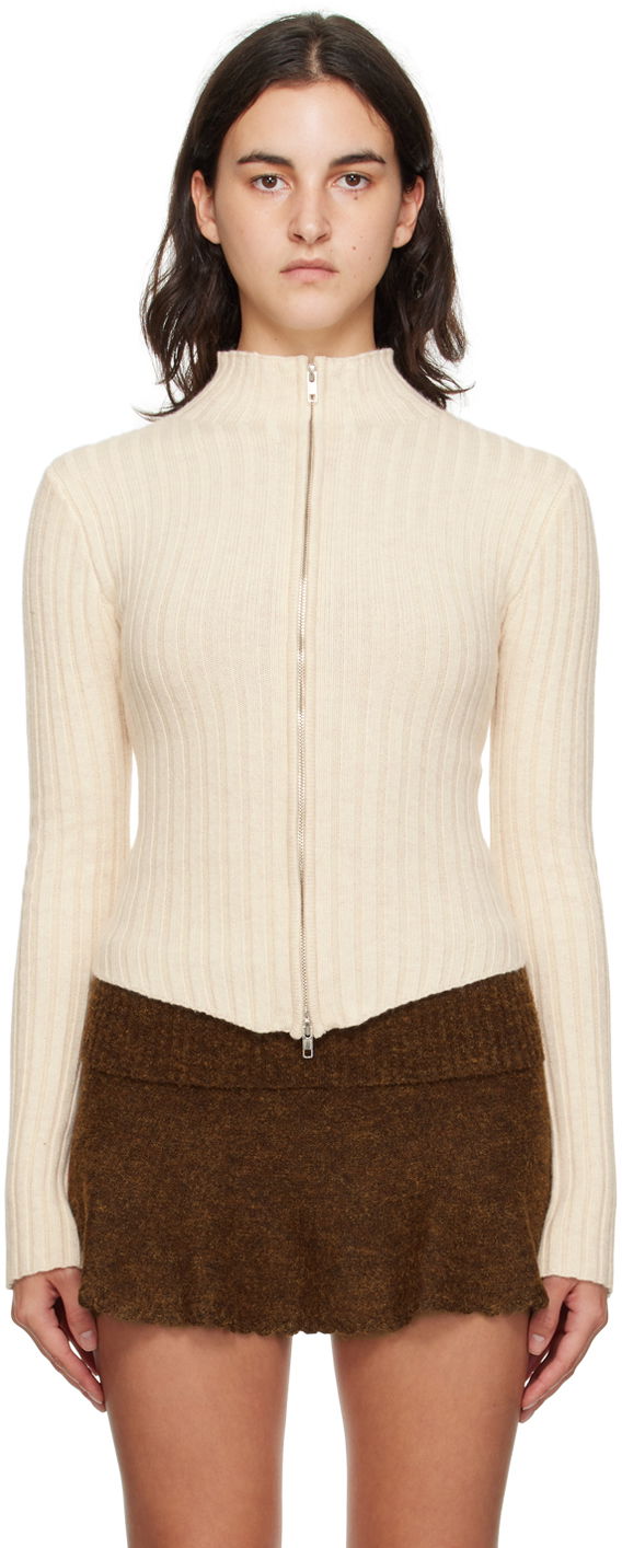 Sveter GUIZIO Guizio Nell Zip Cardigan Béžová | F23631S020, 0