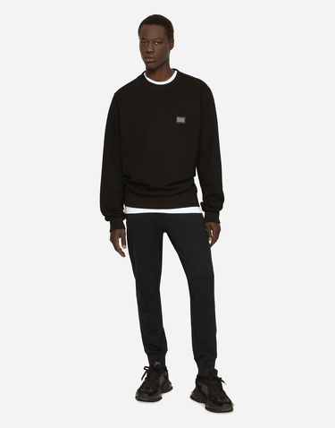 Mikina Dolce & Gabbana Cotton Jersey Sweatshirt with Branded Tag Čierna | G9ABJTG7F2GN0000, 1