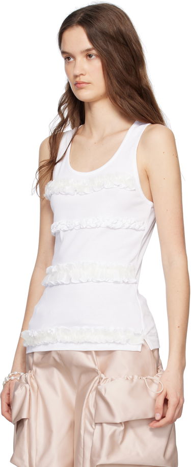 Tielko Simone Rocha Simone Rocha Ruffle Frill Tank Top Biela | 5345 0553, 3