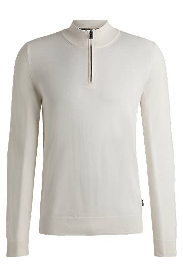 Sveter BOSS Virgin Wool Zip-Neck Sweater Biela | 50528300, 0