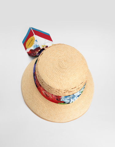 Klobúk Dolce & Gabbana Dolce & Gabbana Raffia Floral-Print Ribbon Hat Béžová | FH676AGDDBUS9000, 1