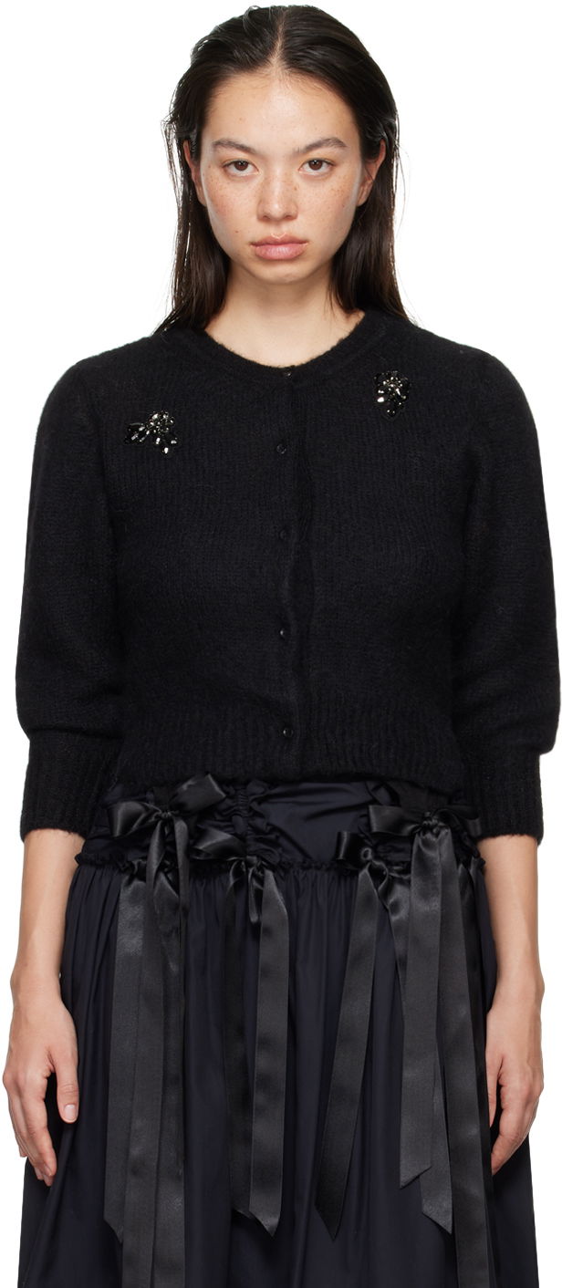 Sveter Simone Rocha Simone Rocha Cropped Alpaca Knit Cardigan Čierna | MIMK2TB 0657, 0