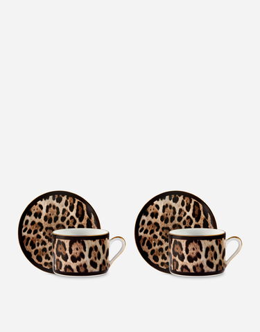 Home decor Dolce & Gabbana Casa Leopard Print Gift Box With 2 Porcelain Teacups With Saucers Rôznofarebný | TC0S24TCA71UL003, 1