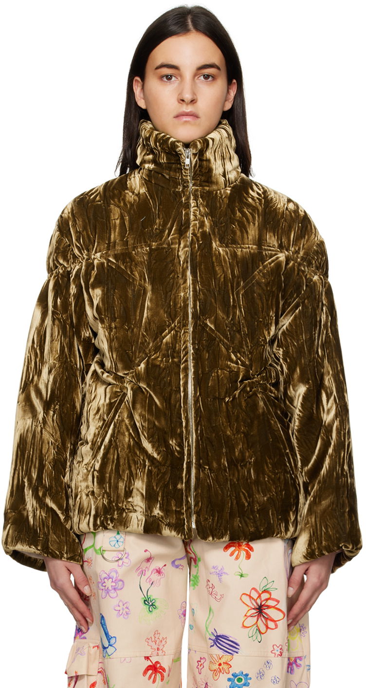 Prešívaná bunda Collina Strada Collina Strada Velvet Puffer Jacket Hnedá | XX5001 CRUSHED VELVET, 0
